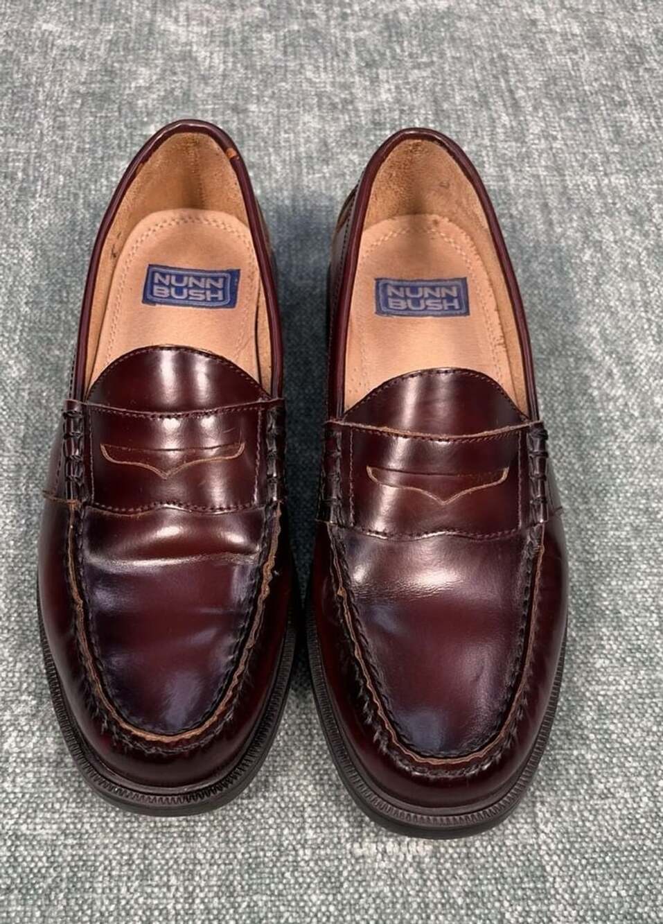 Nunn Bush Men's Slip On Burgundy Leather Penny Loafers Shoes Size 9M